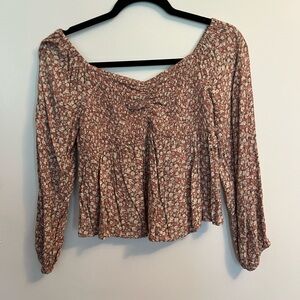 Aerie Red Floral Off-Shoulder Blouse